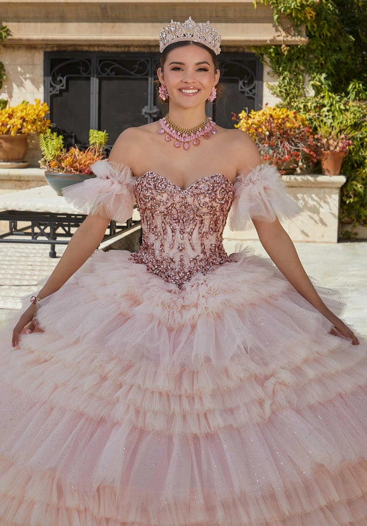 Tiered Pleated Tulle Quinceañera Dress #34093