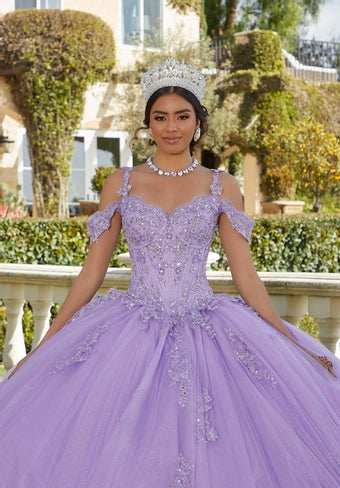 Chantilly Lace and Sparkle Tulle Quinceanera Dress 89422