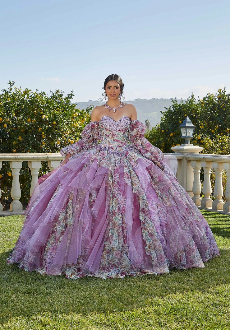 Floral Printed Tulle Quinceañera Dress #89423