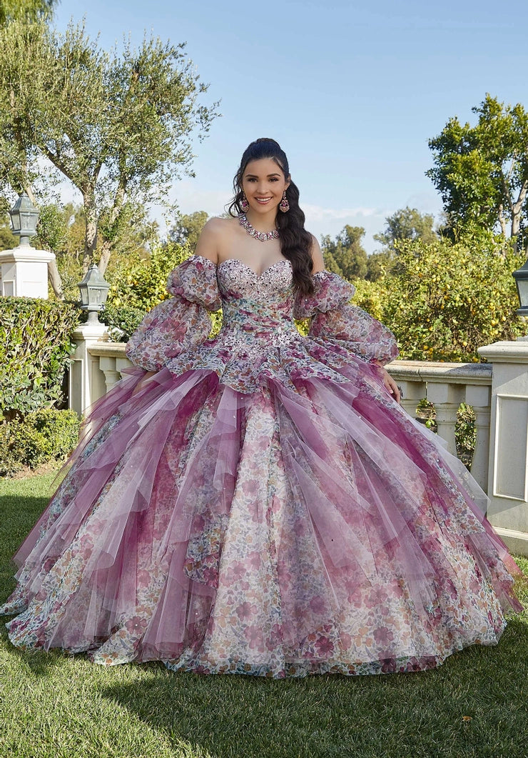 Floral Printed Tulle Quinceañera Dress #89423
