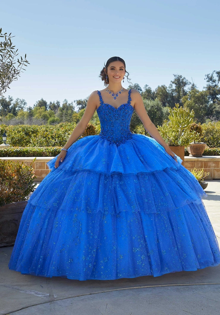 Tiered Printed Glitter Quineañera Dress #89428