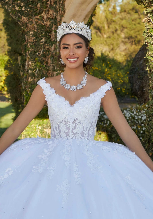 Floral Lace Quinceañera Dress with Crystal Beading #89432