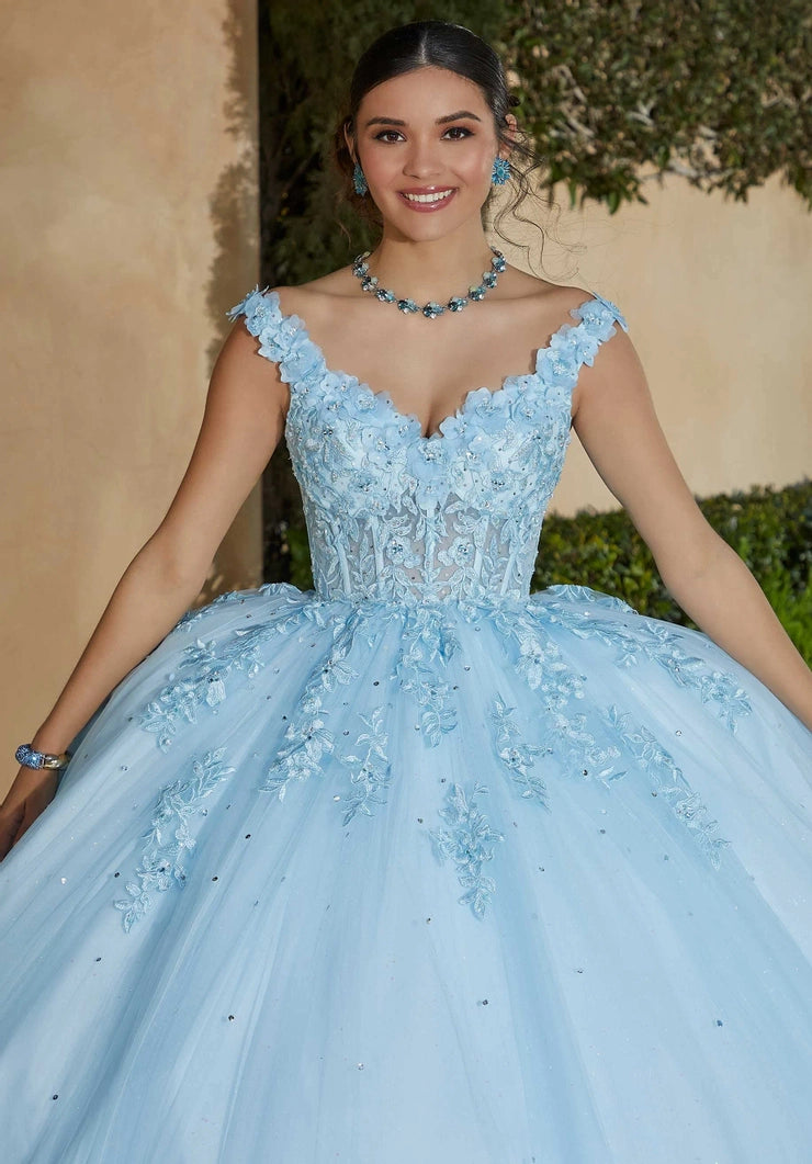Floral Lace Quinceañera Dress with Crystal Beading #89432