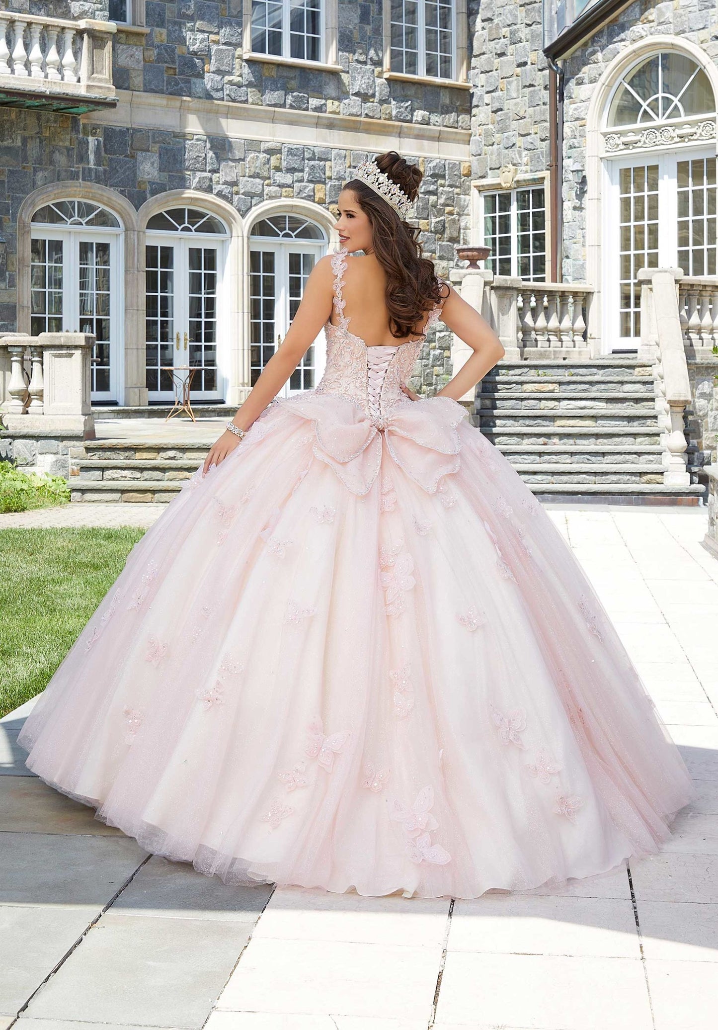 Three-Dimensional Butterfly and Embroidered Quinceañera Dress #34084