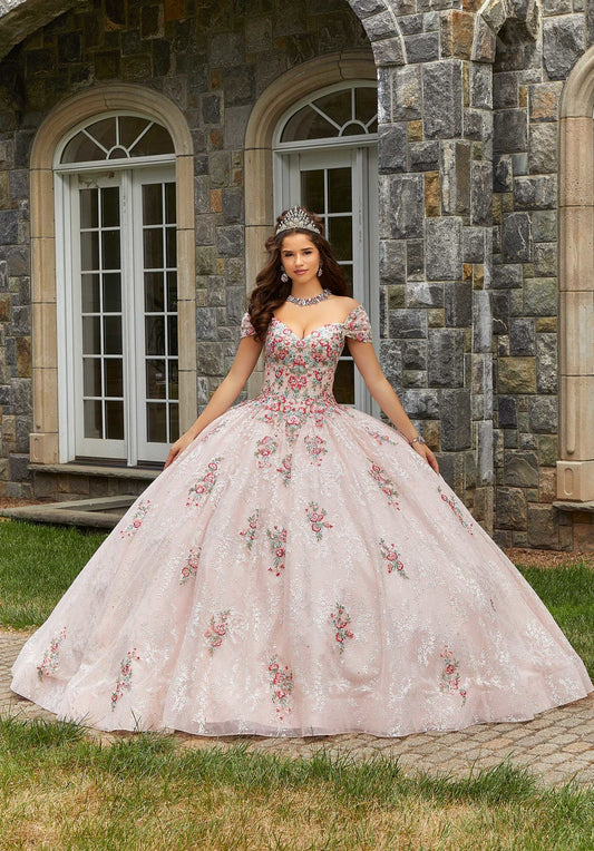 Contrasting Floral Embroidered Quinceañera Dress #89405