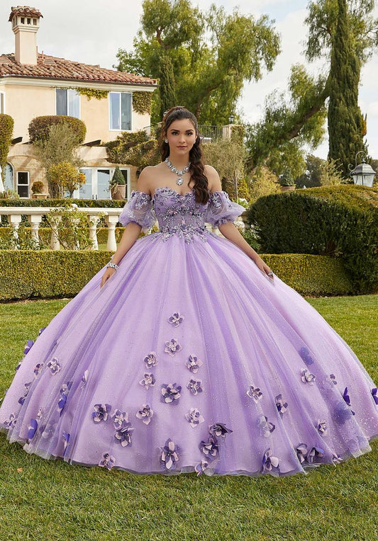 Three-Dimensional Floral Quinceañera Dress with Corset Bodice #89421
