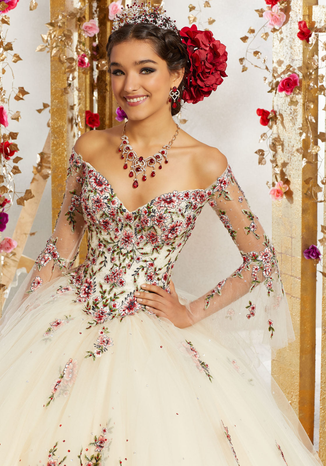 Crystal Beaded Embroidery on a Tulle Ballgown #34003