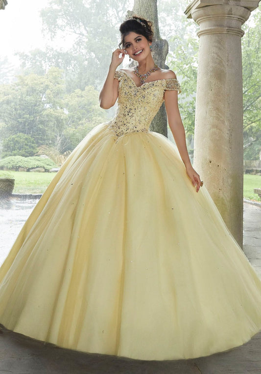 Crystal Beaded Embroidery Tulle Quinceañera Dress #60105