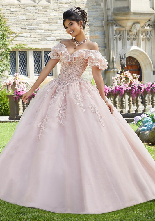 Crystal Beaded Lace Appliqué Quinceañera Dress #60107