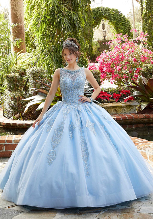 Embroidered and Crystal Beaded Tulle Quinceañera Dress #60122