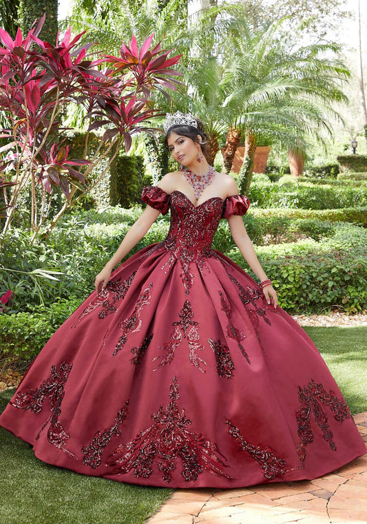Sequin Box-Pleated Satin Quinceañera Dress #60127