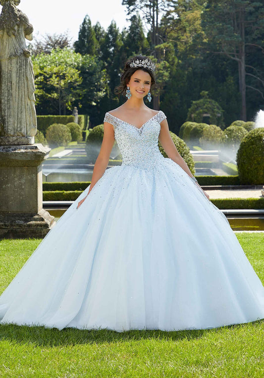 Pearl and Crystal Beaded Glitter Quinceañera Dress #60131