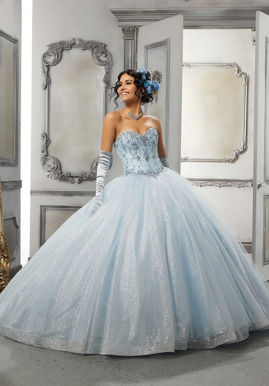 Rhinestone and Crystal Beaded Embroidered Quinceañera Dress #60142