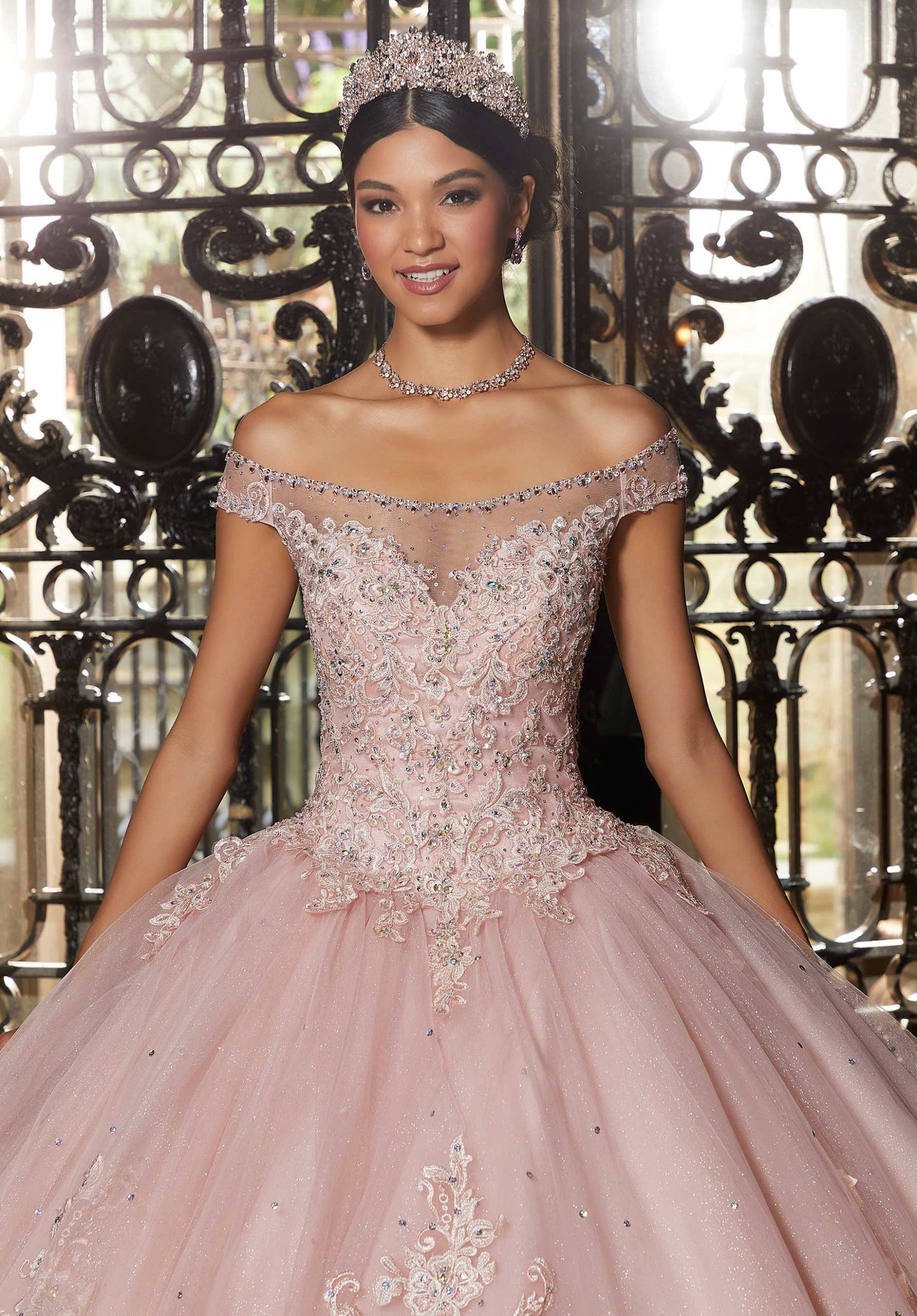 Sparkle Net Quinceañera Dress with Jeweled Edging #89340