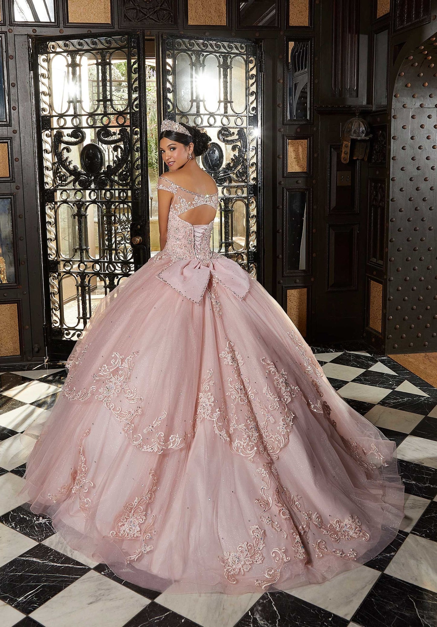 Sparkle Net Quinceañera Dress with Jeweled Edging #89340