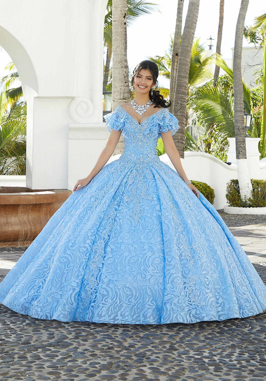 Flounced Back Sequin Embroidered Quinceañera Dress #34072