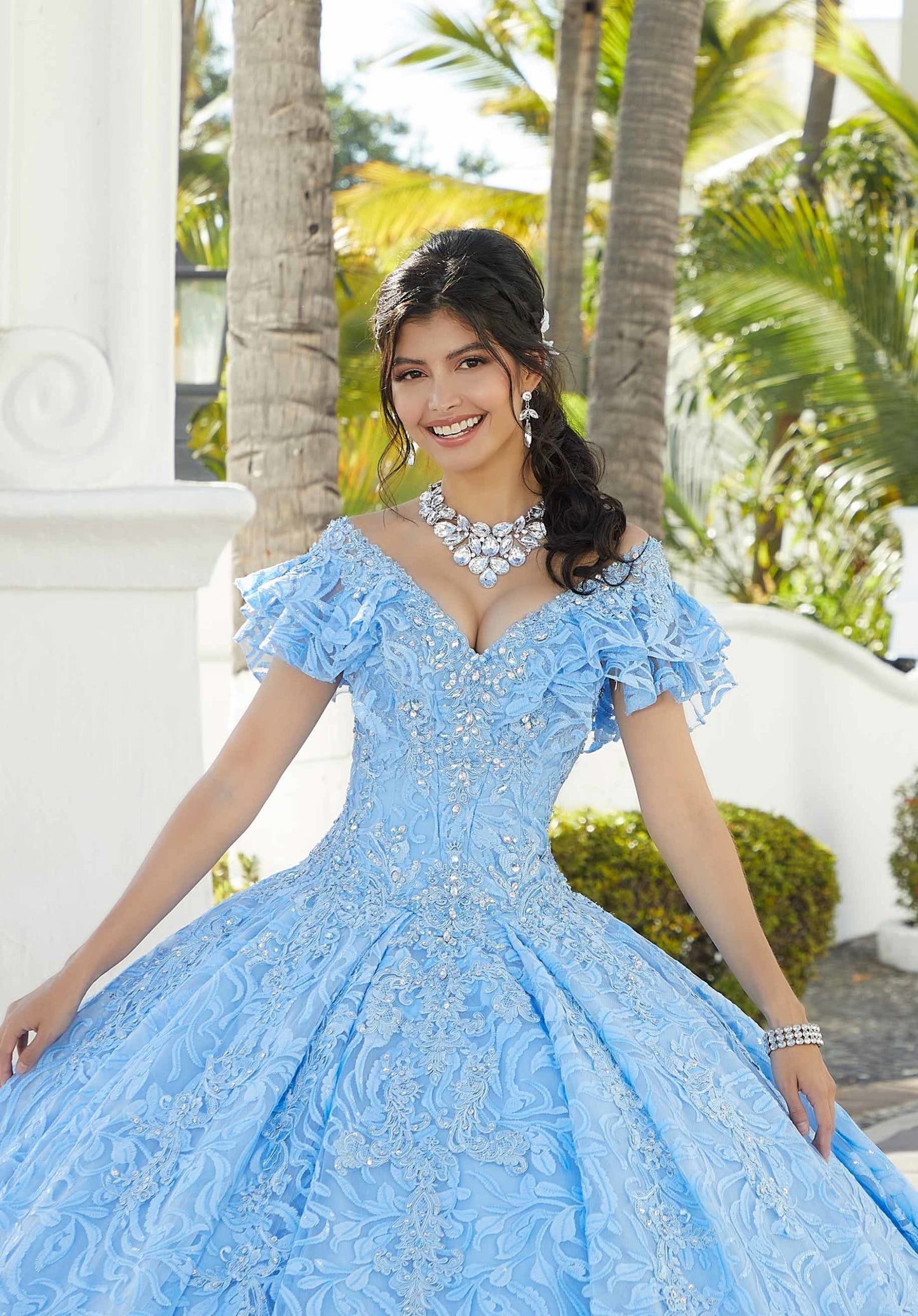 Flounced Back Sequin Embroidered Quinceañera Dress #34072