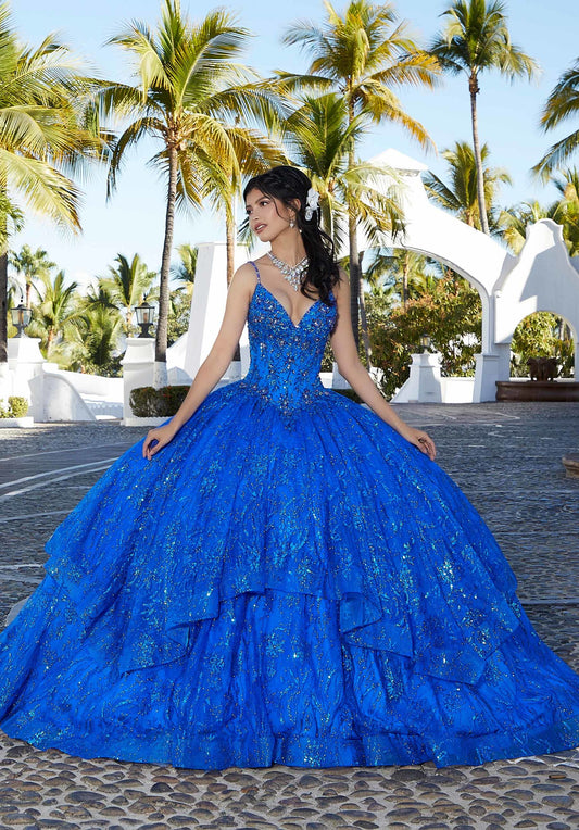 Crystal Beaded Embroidered Flounced Quinceañera Dress #60163