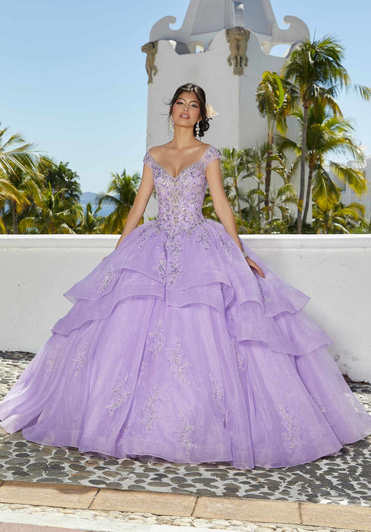 Organza Quinceañera Dress with Rhinestone and Crystal Beaded Embroidery  #89356