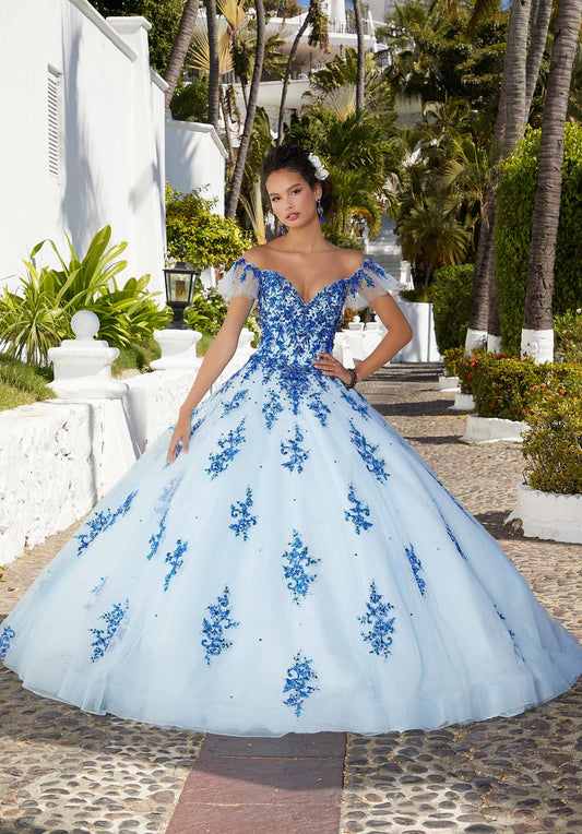 Contrasting Beaded and Embroidered Quinceañera Dress #89365