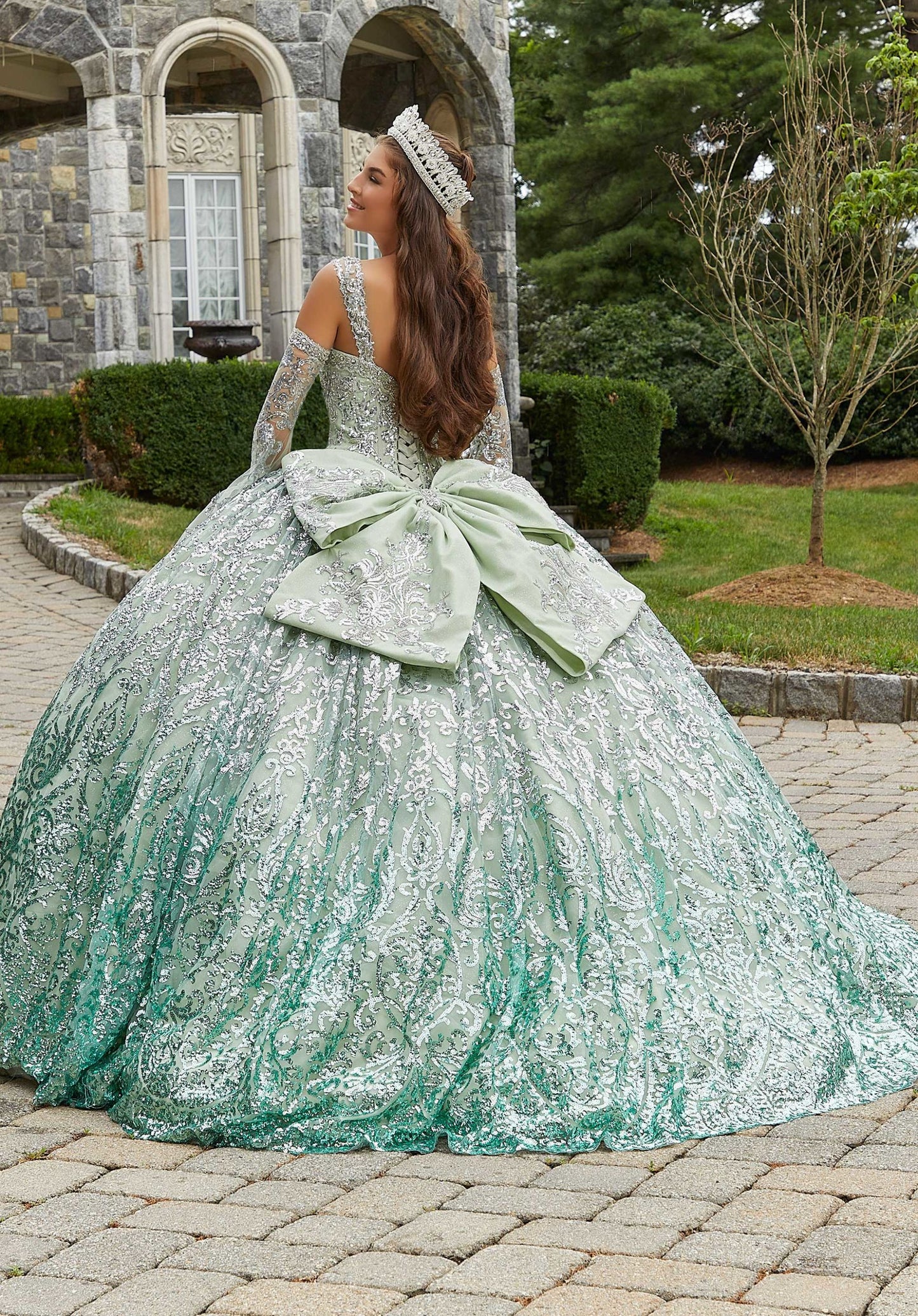 Ombré Patterned Sequin Quinceañera Dress#89401