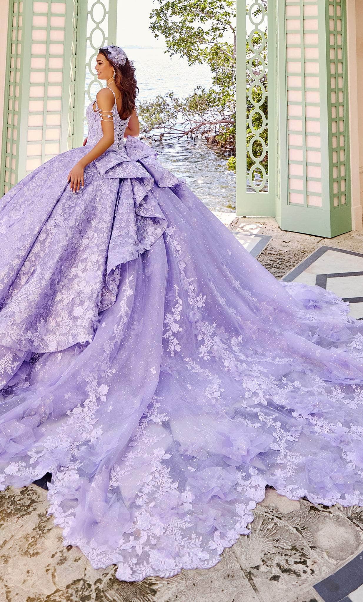 Lavender Tulle Straps Floor Length Evening Dress, Lavender A-Line Prom