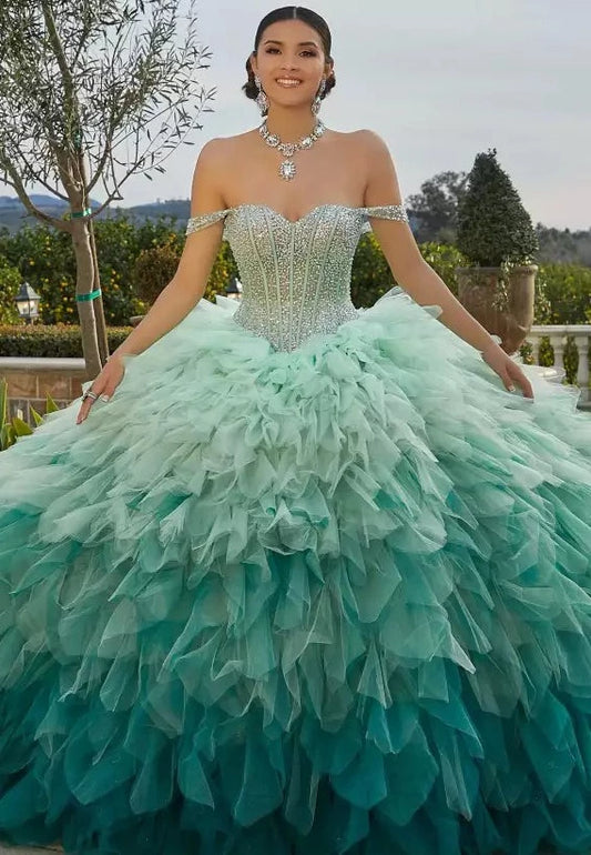 Glitter Tulle Vizcaya Quinceanera Dress by Morilee 89421