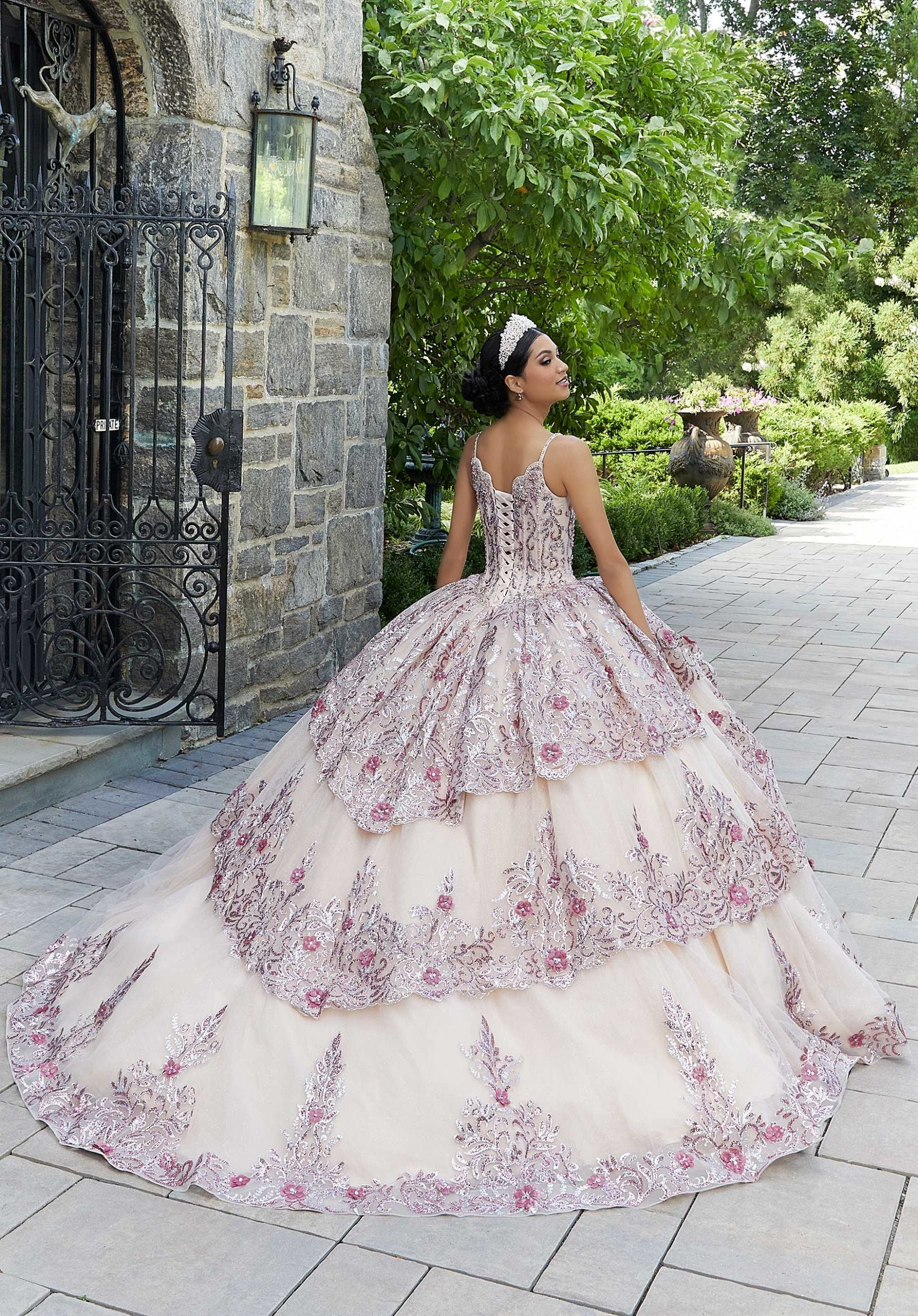 Tiered Scalloped Tulle Quinceañera Dress #89338