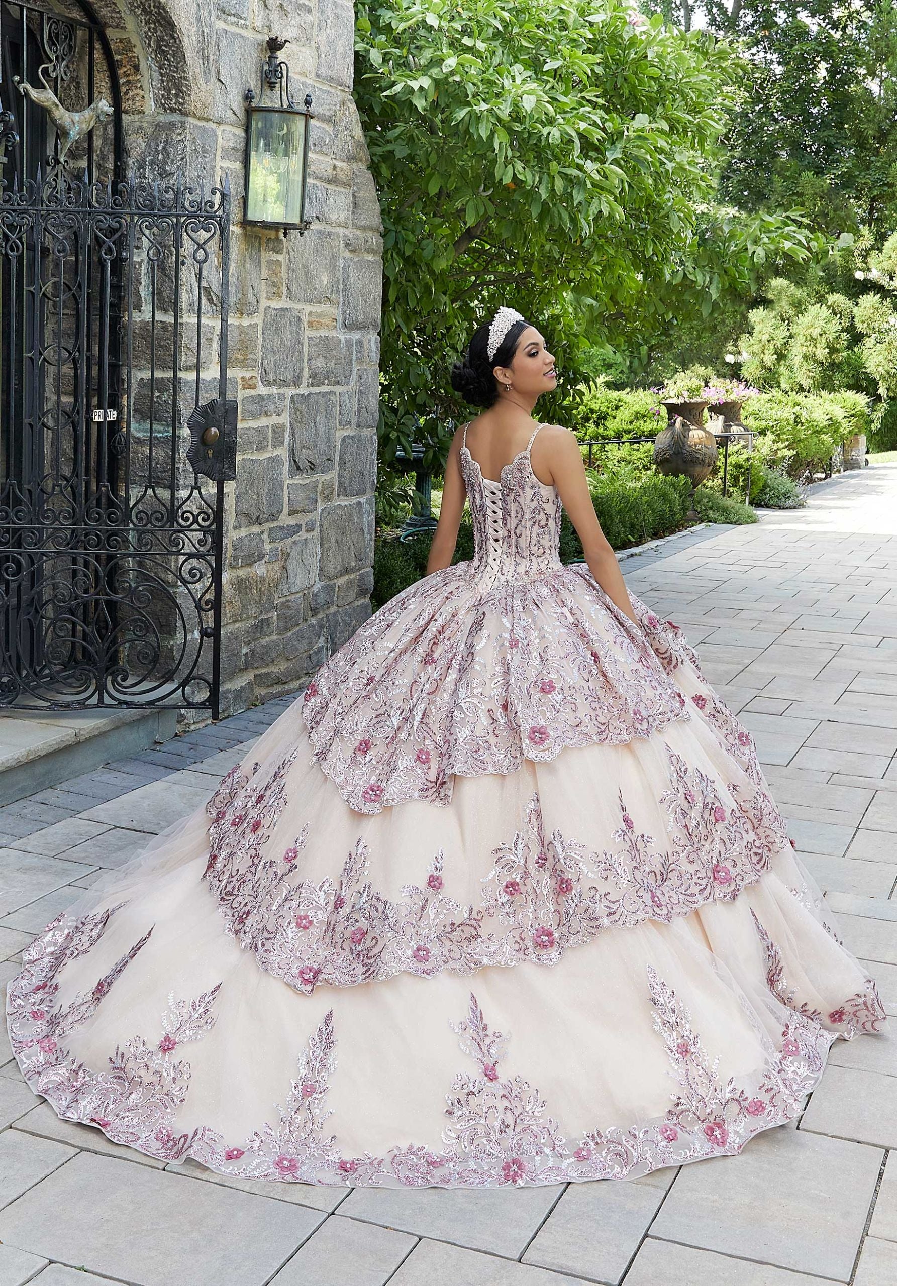 White and 2024 silver quinceanera dresses